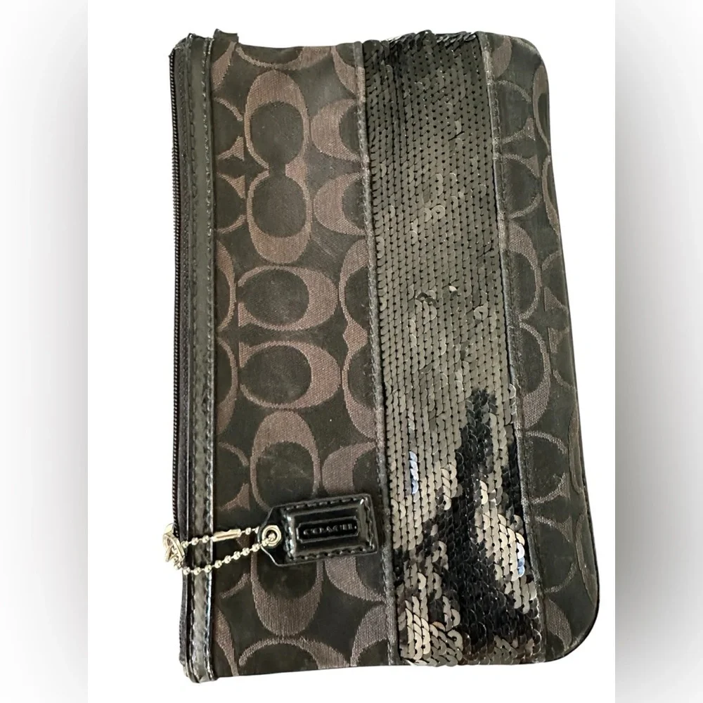 Coach Black and Brown Signature Wristlet